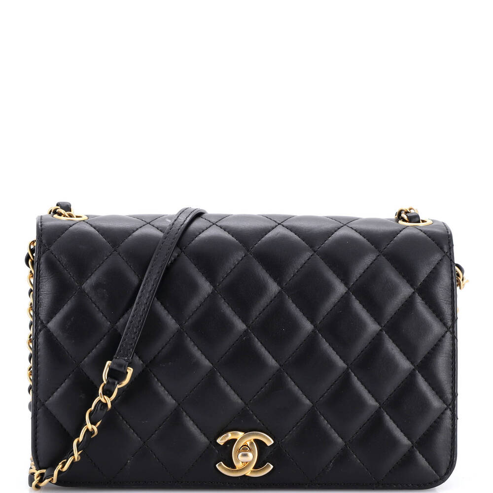Chanel Medium CC Side Chain Full Flap Bag Quilted Calfskin